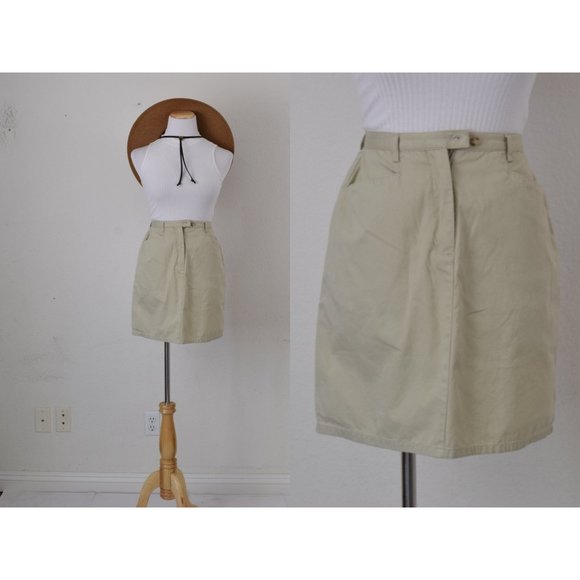 Vintage 00s Beige Cotton High Waisted Mini Skirt size 6 | 26 waist‎ - Picture 1 of 10